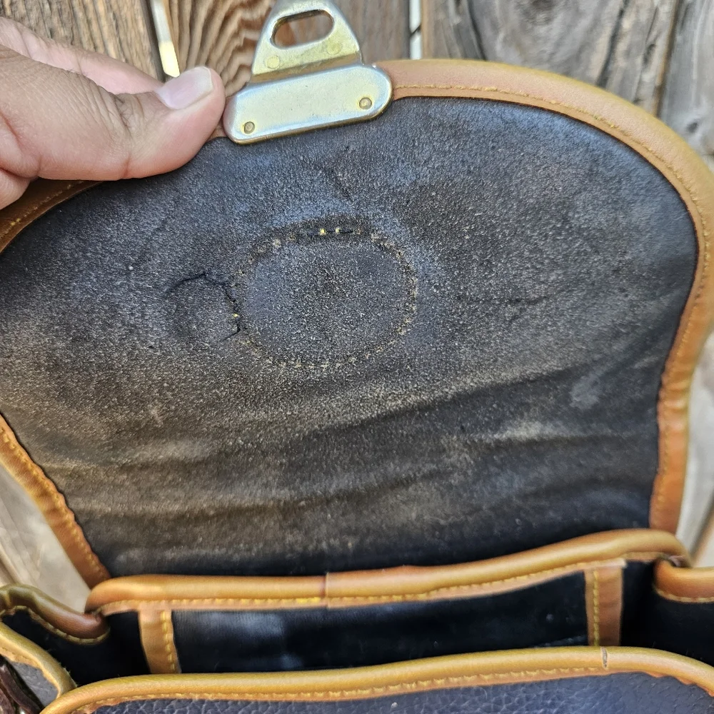 Dooney & Bourke Navy Leather Crossbody with Tan Trim - Picture 9 of 16